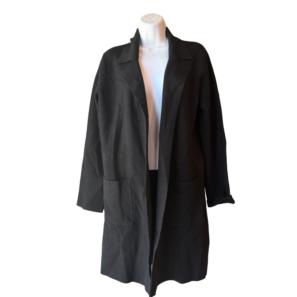 Becool Womens‎ Black Longline Open Front Coatigan Cardigan Sweater Size Large